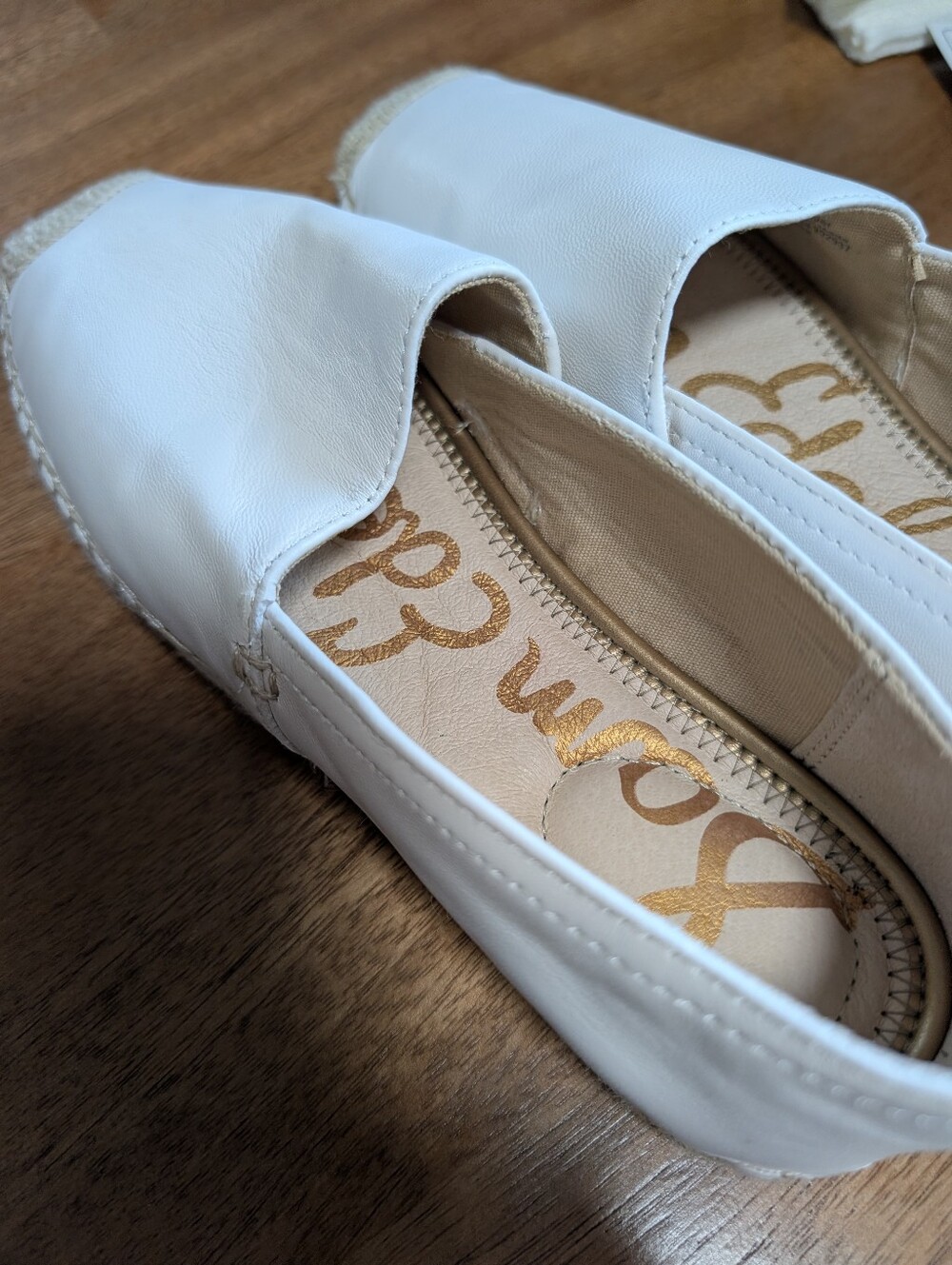 Sam Edelman Womens Espadrille Size 7 White Leather Slip on New - Picture 10 of 12